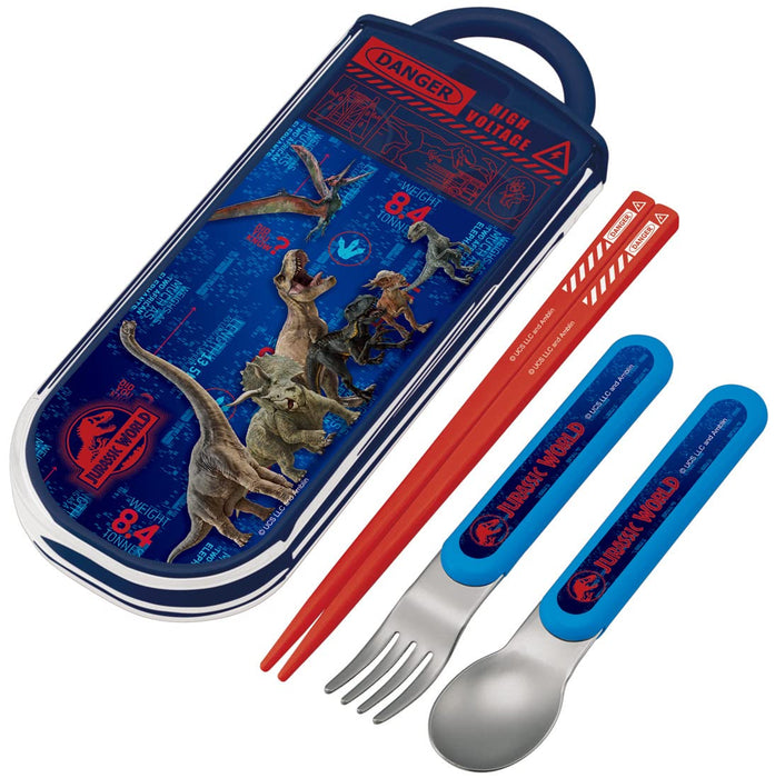 Skater Jurassic World Trio Set - Antibacterial Child's Lunch Box with Cutlery Made in Japan