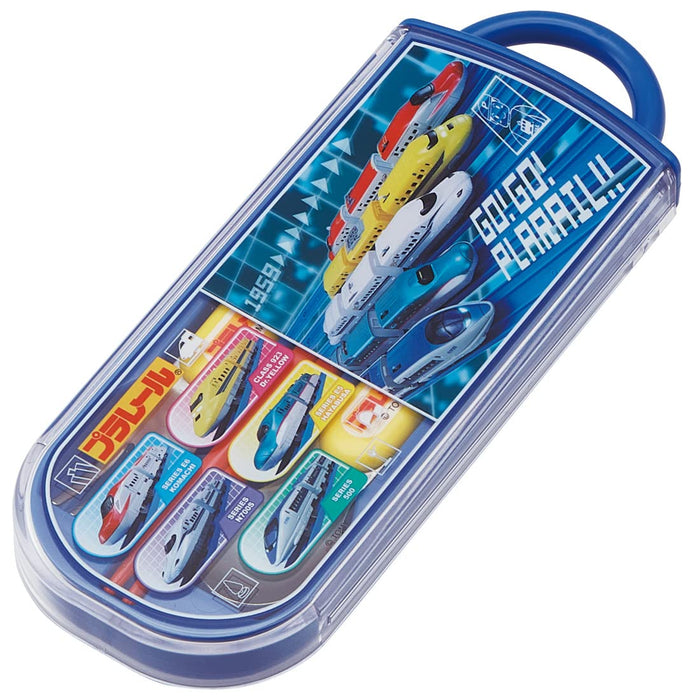 Skater Trio Set Lunch Box with Antibacterial Slide Chopsticks Spoon & Fork for Boys Made in Japan