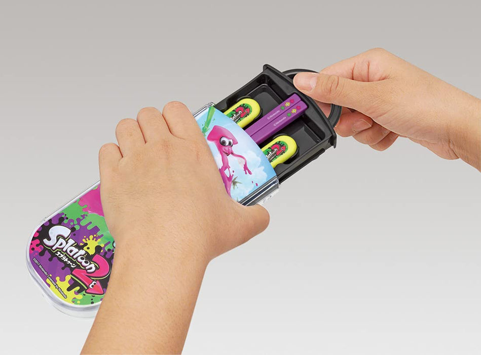 Skater Antibakterielles Trio-Set Lunchbox mit Essstäbchen, Löffel und Gabel für Jungen – Splatoon 2, hergestellt in Japan