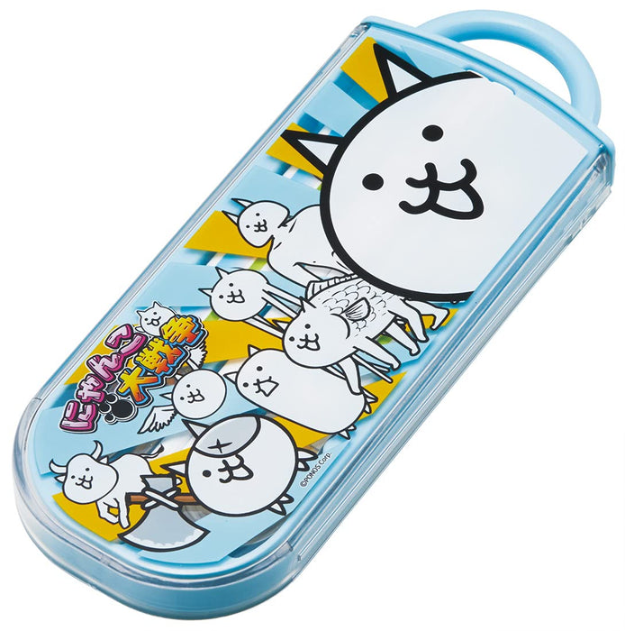 Skater Battle Cats Antibakterielles Trio-Set: Lunchbox, Löffel, Gabel, Essstäbchen – für Kinder, Made in Japan