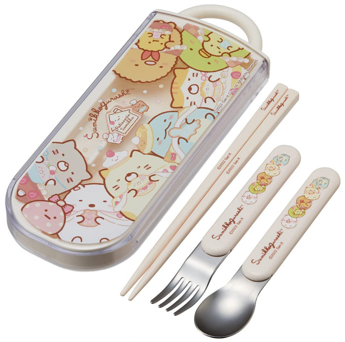 Skater Antibacterial Kids Trio Set - Chopsticks Spoon Fork - Sumikko Gurashi Sweets Shop Design Made in Japan