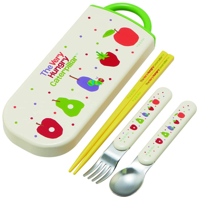 Skater Kids Antibacterial Cutlery Set - Spoon Fork Chopsticks Very Hungry Caterpillar Design Made in Japan