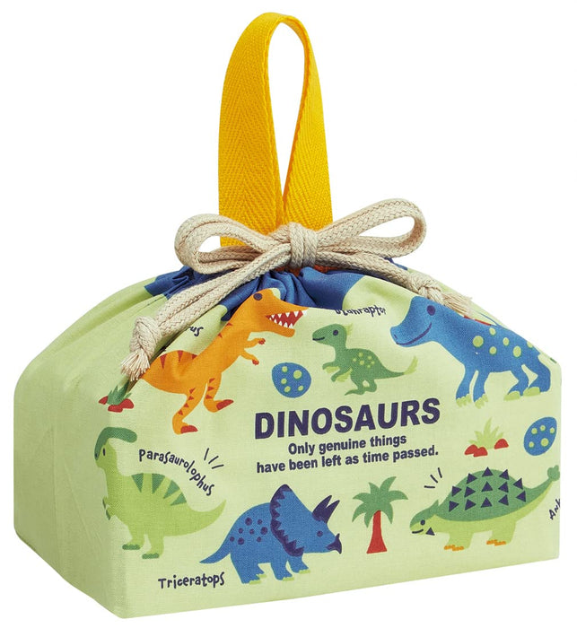 Skater Dinosauridae Picture Children's Lunch Box Drawstring Bag - Made in Japan
