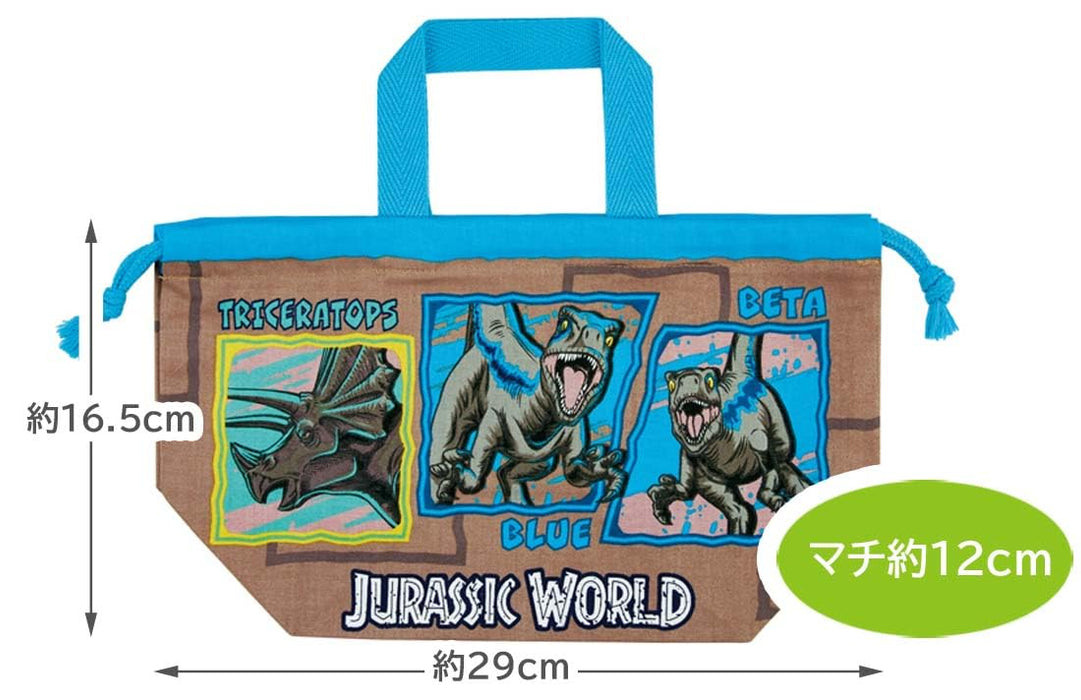 Boîte à lunch pour enfants Skater Jurassic World avec sac à cordon, fabriquée au Japon