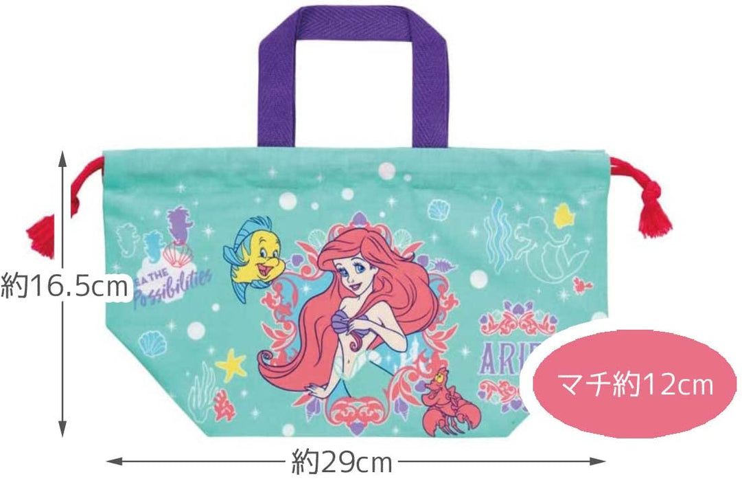 Skater Ariel Disney Kids Lunch Box and Drawstring Bag Set Made in Japan