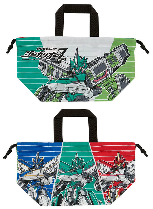 Skater Lunchbox-Tasche für Jungen mit Kordelzug und Seitenfalte, Shinkalion Z-Design, hergestellt in Japan
