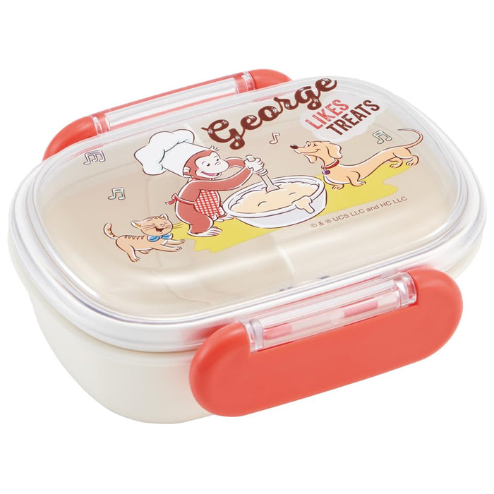 Skater Curious George Lunchbox für Kinder, kleine Größe, 1 Etage, 270 ml, antibakteriell, hergestellt in Japan