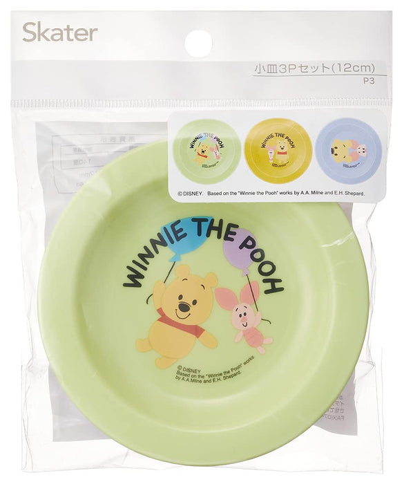 Skater Winnie the Pooh Disney Children's Plates Set of 3 12cm Made in Japan