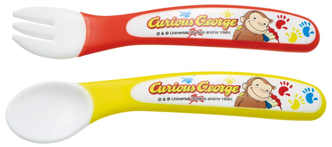 Skater Curious George Monkey 12cm Children's Spoon and Fork Set - Sfb2