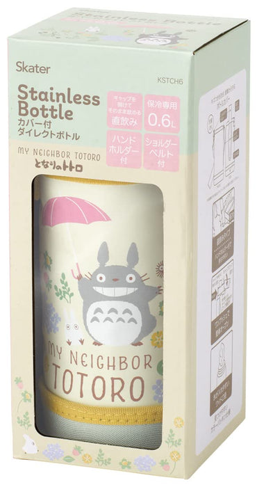 Skater Totoro 600ml Stainless Steel Water Bottle for Kids Lightweight Wide Mouth Child-Friendly