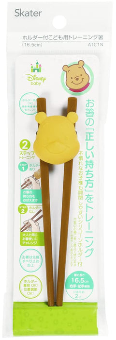 Baguettes d'entraînement pour enfants Skater Disney Winnie l'ourson 16,5 cm fabriquées au Japon ATC1N-A