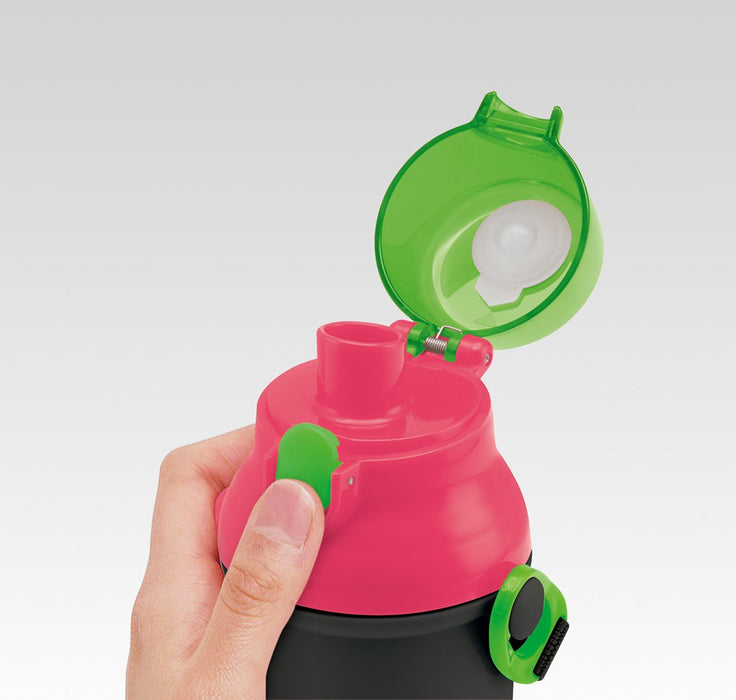 Skater Kids 480ml One-Touch Plastic Water Bottle Made in Japan - Splatoon 2 Design