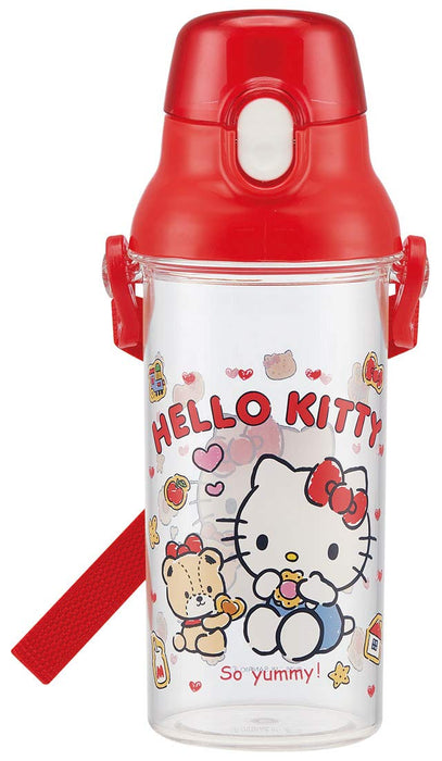 Bouteille d'eau Skater Hello Kitty Cookie 480 ml pour filles – Transparente fabriquée au Japon