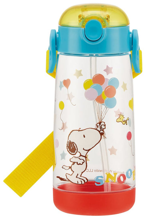 Skater Snoopy Disney 480Ml Kids Water Bottle with Clear Design and Straw