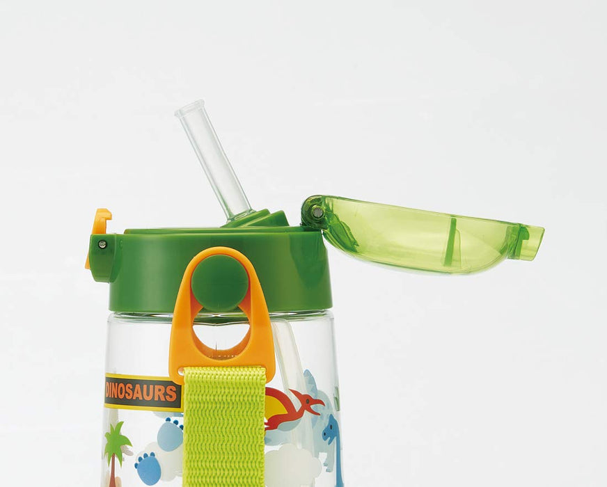 Skater Dinosaur 480ml Clear Water Bottle with Straw for Boys - PDSH5-A
