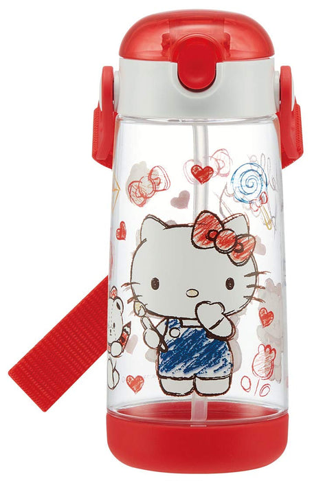 Skater Hello Kitty Kinder-Wasserflasche, 480 ml, transparentes Silikon, mit Strohhalm, Mädchen, PDSH5