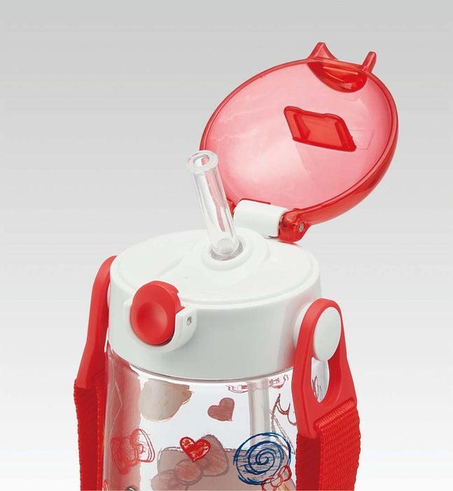 Skater Hello Kitty Bouteille d'eau en silicone transparent pour enfants de 480 ml avec paille pour filles PDSH5