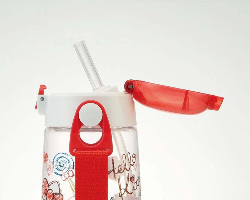 Skater Hello Kitty Bouteille d'eau en silicone transparent pour enfants de 480 ml avec paille pour filles PDSH5