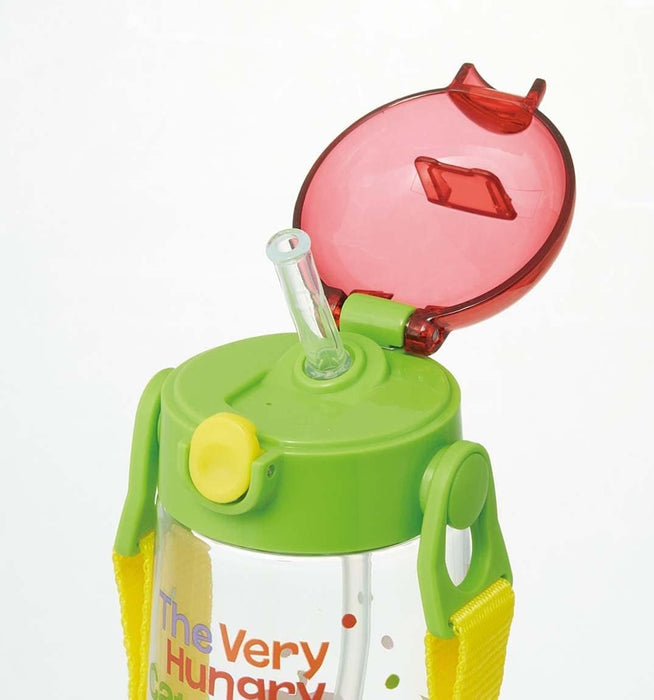 Skater Hungry Caterpillar 480 ml transparente Wasserflasche One-Push mit Strohhalm für Mädchen