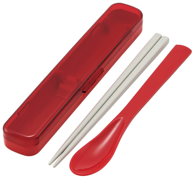 Skater Antibacterial Slim Chopsticks and Spoon Set 18cm Cherry Red for Adults Women - Cac1Aag-A
