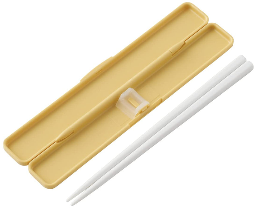 Skater 18cm Antibacterial Chopsticks and Case Set Dull Yellow Made in Japan