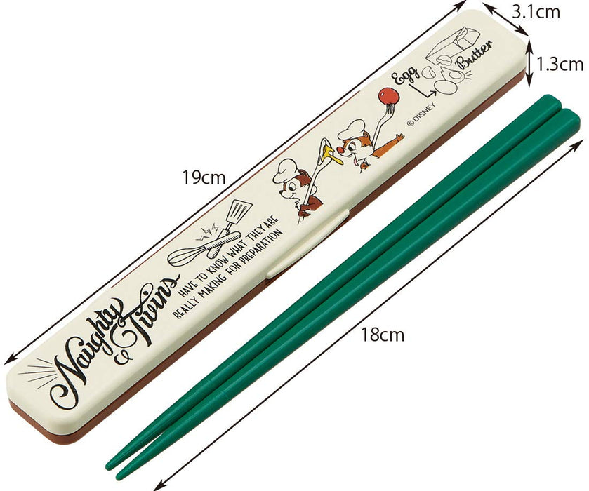 Skater Disney Chip & Dale 18cm Chopstick and Case Set Made in Japan
