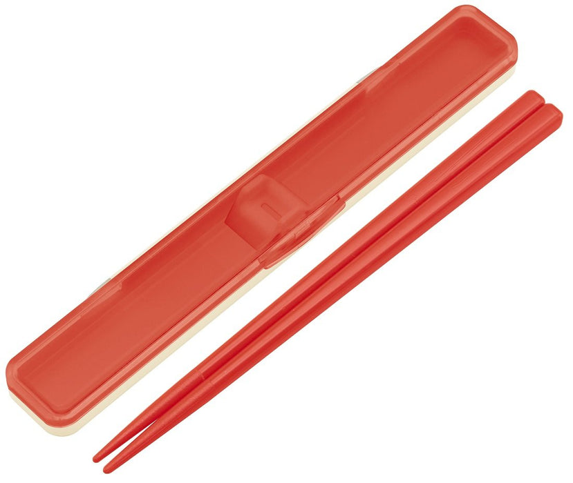 Skater Retro French Orange Red Chopsticks & Case Set 18cm - Made in Japan