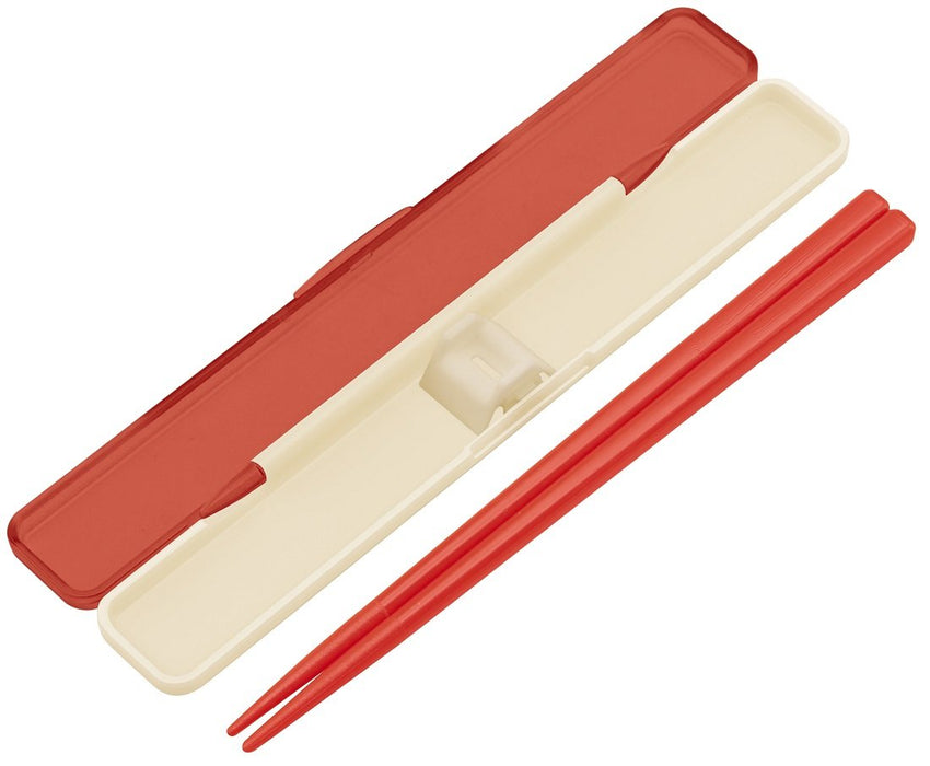 Skater Retro French Orange Red Chopsticks & Case Set 18cm - Made in Japan