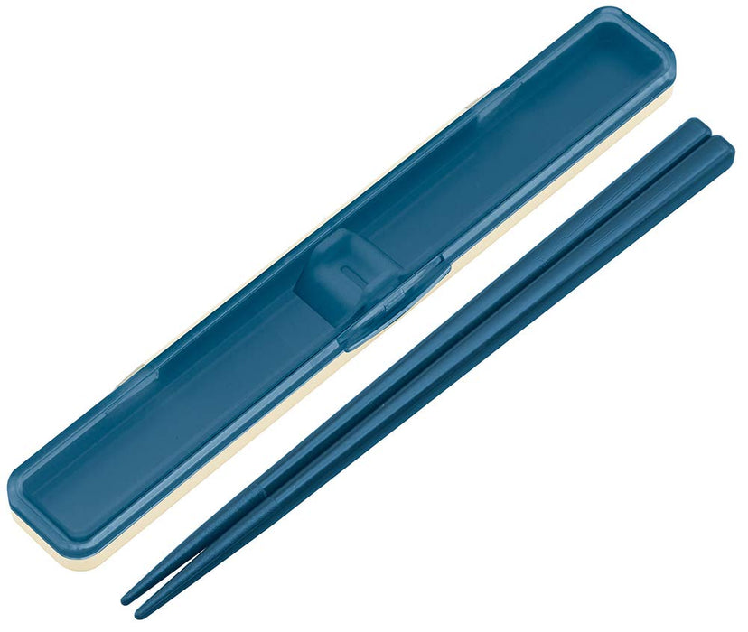 Skater Essstäbchen-Set mit antibakterieller Silberionen-Kombination, Retro-Stil, französisches Marineblau, hergestellt in Japan, 18 cm