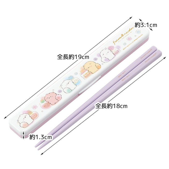 Skater 18cm Silver Ion Ag+ Antibacterial Chopsticks and Case Set Soft Nekoro Made in Japan