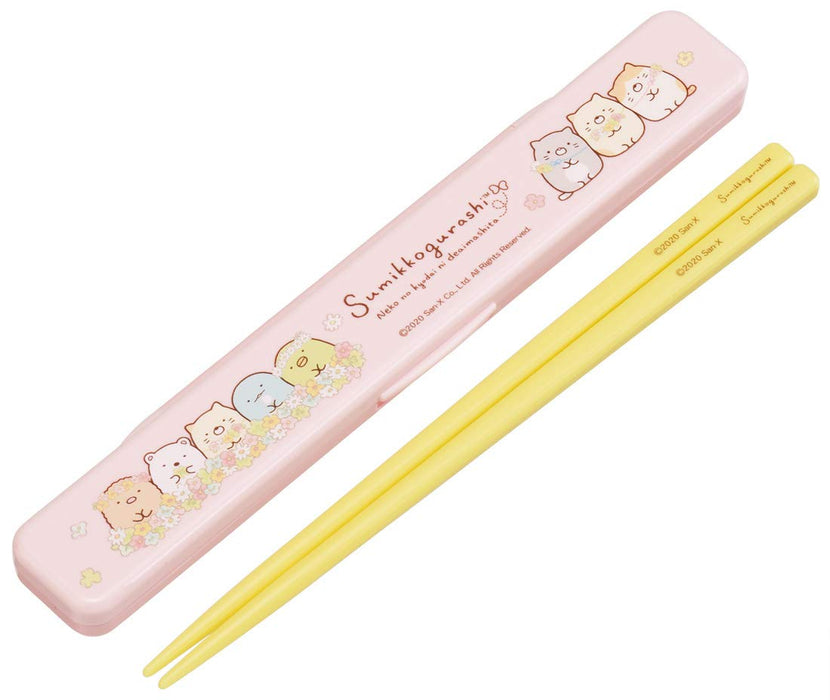 Skater 18cm Silver Ion Antibacterial Chopsticks Set with Case Sumikko Gurashi Cat Brothers Made in Japan