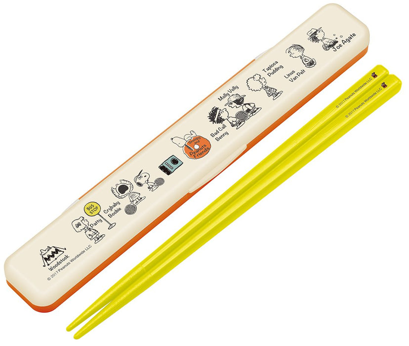 Skater 18cm Snoopy Friends Chopsticks and Case Set Made in Japan Peanuts ABC3