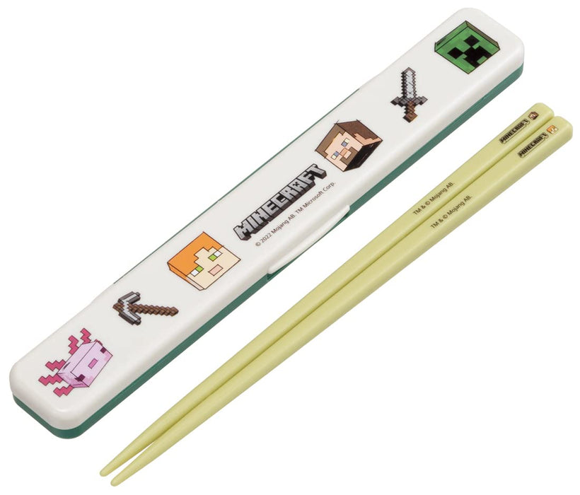 Skater Minecraft Explorer Antibacterial Chopstick and Case Set 18cm Adults Made in Japan