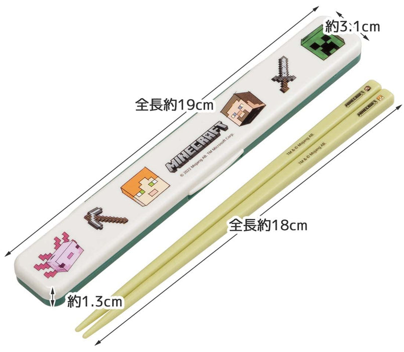 Skater Minecraft Explorer Antibacterial Chopstick and Case Set 18cm Adults Made in Japan