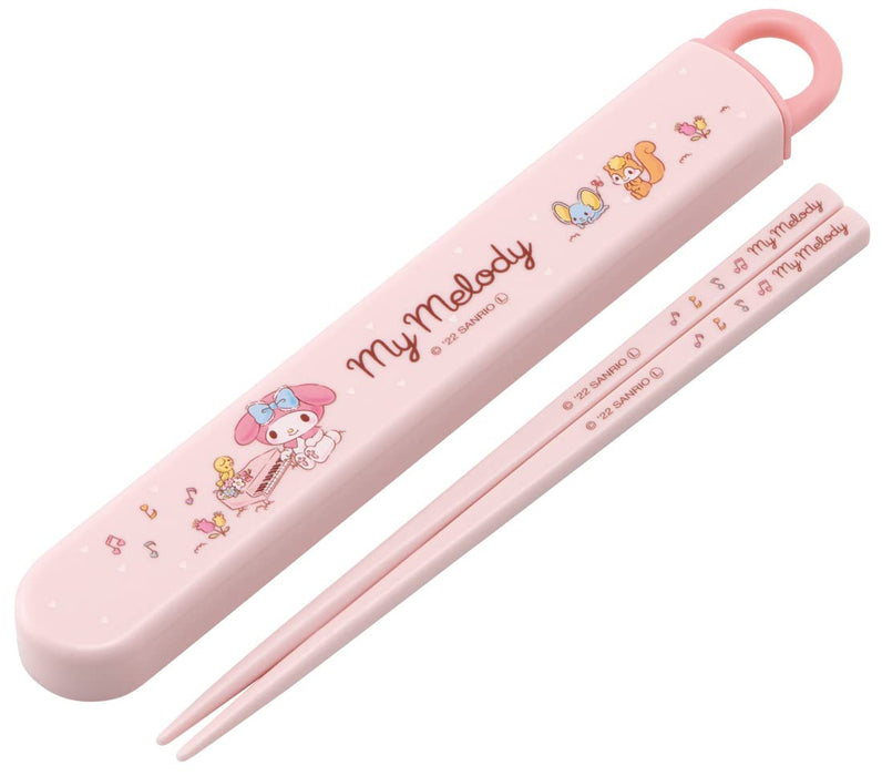 Skater My Melody Sanrio 16.5cm Chopsticks & Case Set Antibacterial for Girls Made in Japan