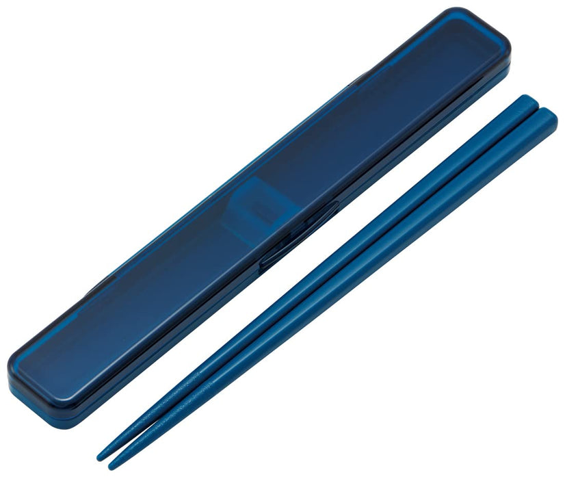 Skater Antibacterial Ocean Blue Chopstick and Case Set 18cm For Adults - Made in Japan