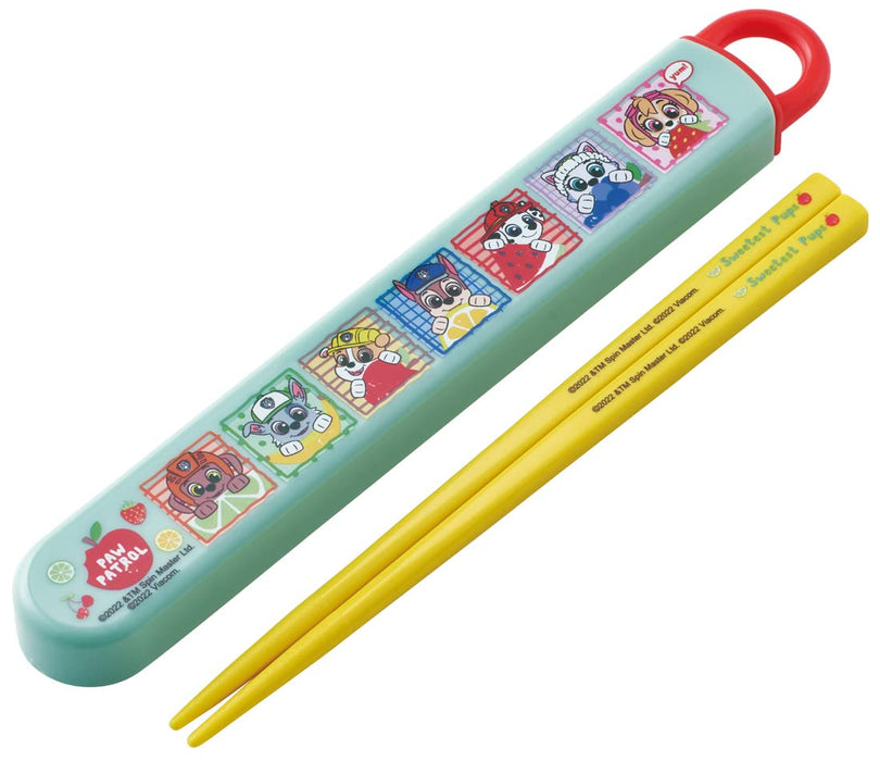 Ensemble de baguettes et étui pour enfants Skater Paw Patrol Antibactérien 16,5 cm - Fabriqué au Japon