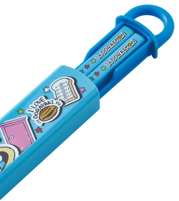 Skater Kids Chopstick and Case Set 16.5cm Antibacterial with Doraemon Stickers Made in Japan
