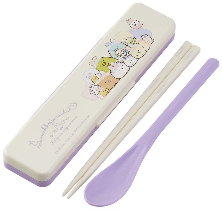 Skater Sumikko Gurashi Rabbit Garden Chopstick Spoon Set 18cm Antibacterial Japan