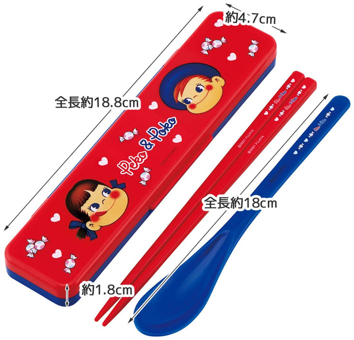 Skater Peko-Chan Antibacterial 18cm Spoon and Chopsticks Set Made in Japan