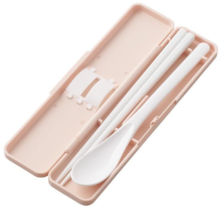 Skater 18cm Antibacterial Chopsticks and Spoon Set Dull Pink - Made in Japan