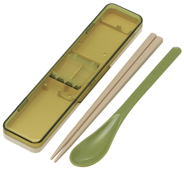 Skater Retro French Green Chopsticks and Spoon Set Made In Japan - CCS3SA-A