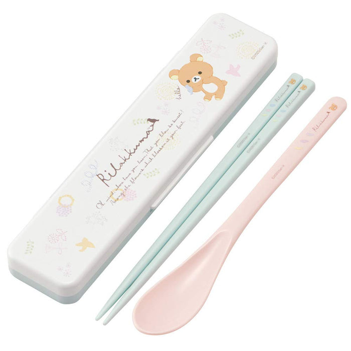 Skater Rilakkuma Floral Pattern Chopsticks and Spoon Set - Model CCS3SA