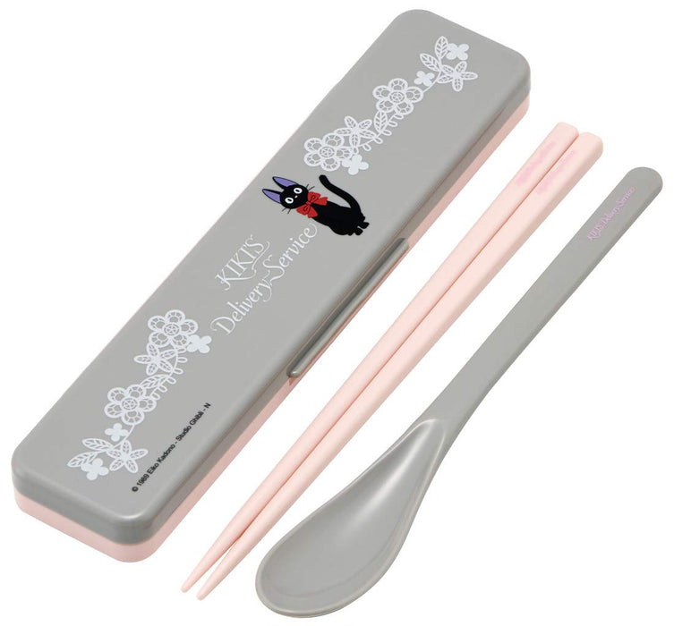 Skater Jiji Lace 18cm Chopsticks & Spoon Set Silver Ion Ag+ Antibacterial Made-In-Japan Ghibli CCS3SAAG
