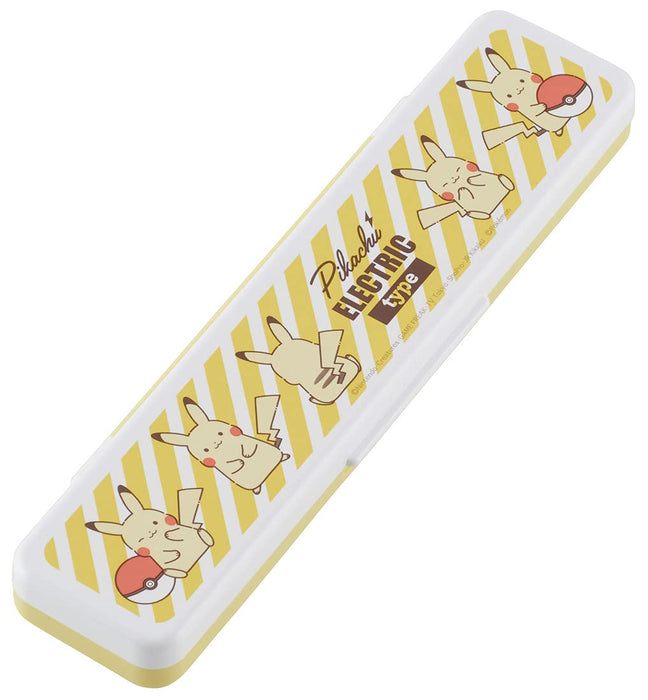 Skater Pikachu Electric Essstäbchen und Löffel-Set, 18 cm, antibakterielle Silberionen, hergestellt in Japan
