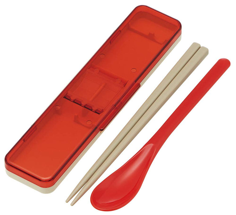 Skater Retro-Essstäbchen- und Löffel-Set, Französisches Orange und Rot, 18 cm, antibakteriell, hergestellt in Japan