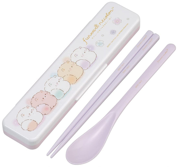 Skater 18cm Silver Ion Ag+ Antibacterial Chopsticks and Spoon Set Nekoro - Made in Japan