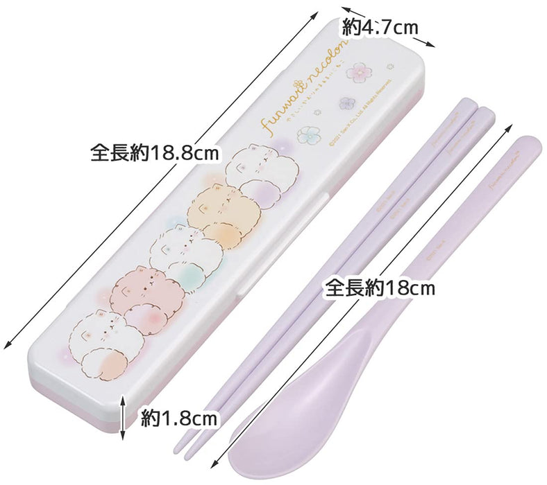 Skater 18cm Silver Ion Ag+ Antibacterial Chopsticks and Spoon Set Nekoro - Made in Japan