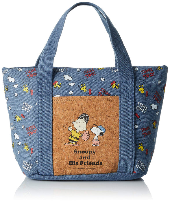 Skater Snoopy Themed Denim Cooler Bag with Cork Pocket - Peanuts Collection