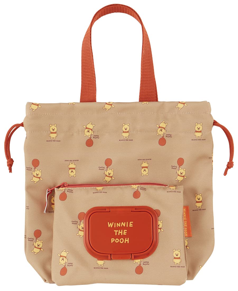 Skater Winnie The Pooh Drawstring Diaper Bag with Wipe Pocket Kbopc1-A- Japan Figure Store - #1 Bring To You The Best Japanese Goods